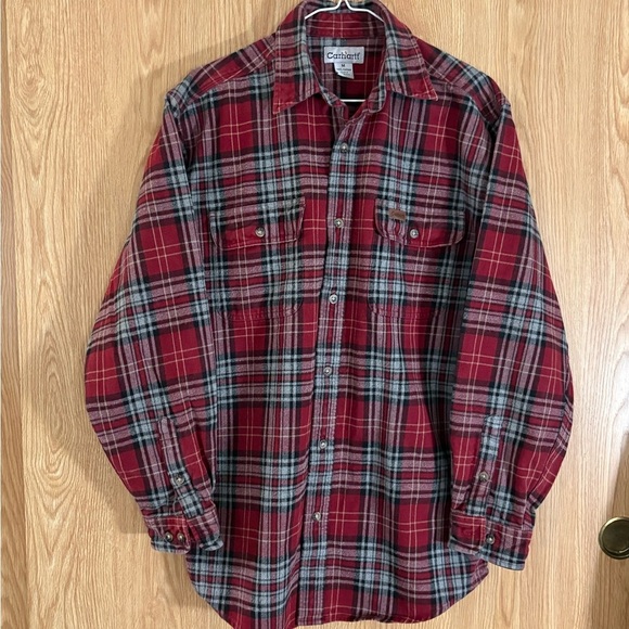 Carhartt Other - Carhartt Heavy Flannel Red and Gray Plaid Shirt